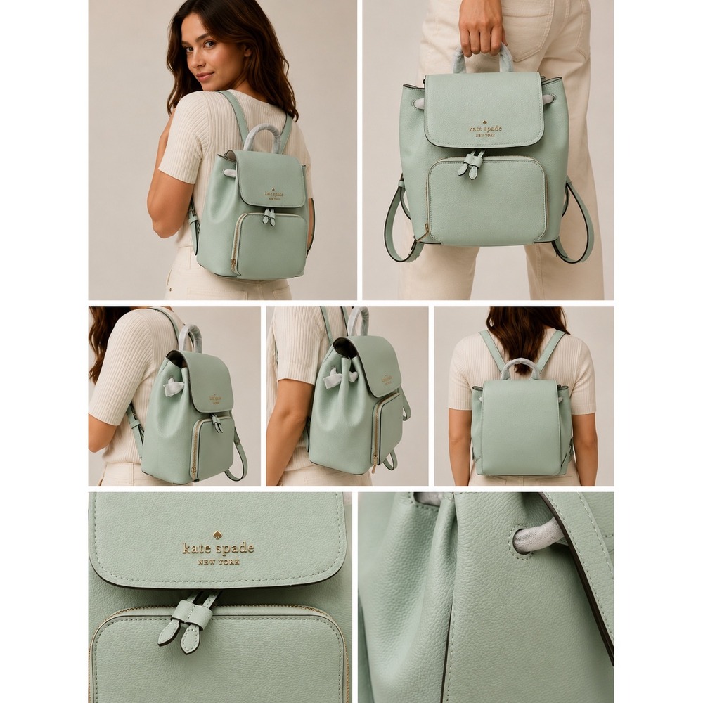 Kate Spade Darcy Flap Backpack Seawater Green‎ Leather WKR00548 New